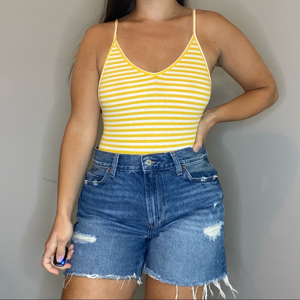 Urban Outfitters Out From Under Striped High Leg Bodysuit Size Medium